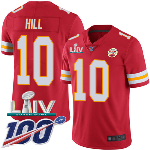 Kansas City Chiefs Nike 10 Tyreek Hill Red Super Bowl LIV 2020 Team Color Men Stitched NFL 100th Season Vapor Untouchable Limited Jersey